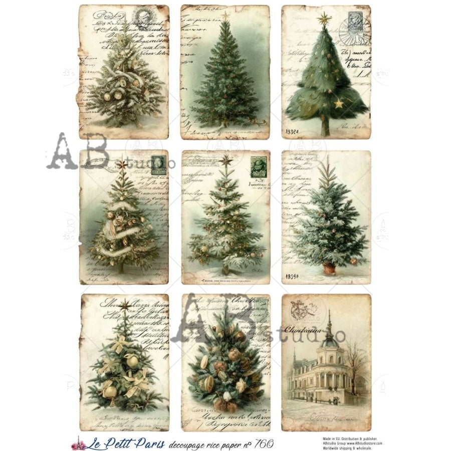 AB Studios - #760 Christmas Tags A4 Rice Paper