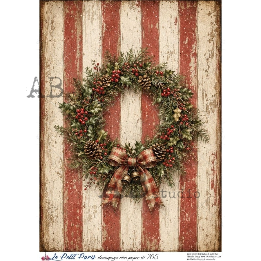 AB Studios - #765 Striped Wreath A4 Rice Paper