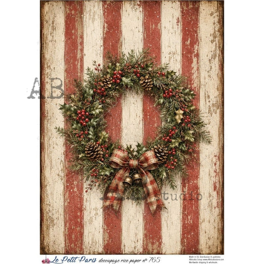 AB Studios - #765 Striped Wreath A4 Rice Paper