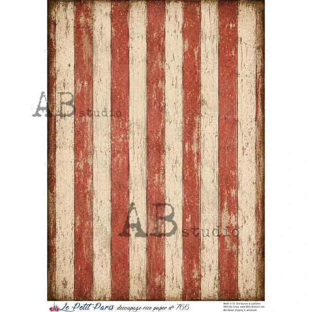 AB Studios - #766 Red Strips A4 Rice Paper