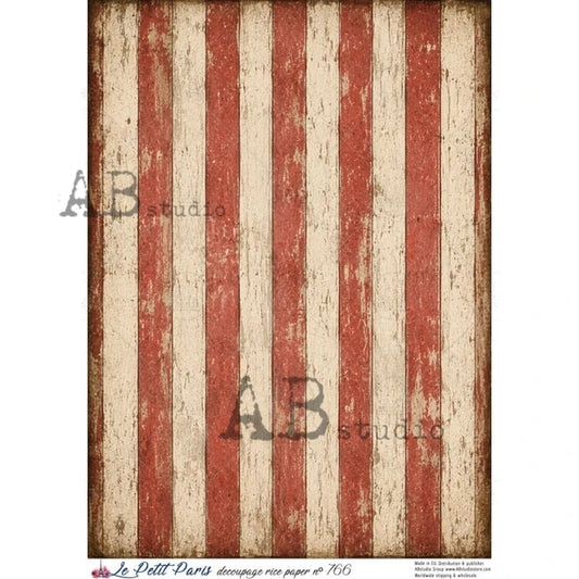 AB Studios - #766 Red Strips A4 Rice Paper