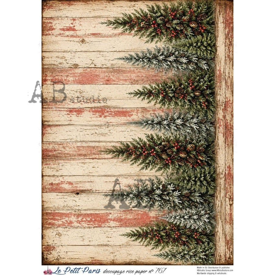 AB Studios - #767 Tree and Strip Image A4 Rice Paper