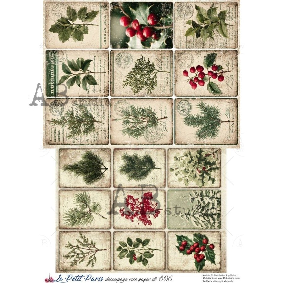 AB Studios -  #806 18 Christmas Images A4 Rice Paper