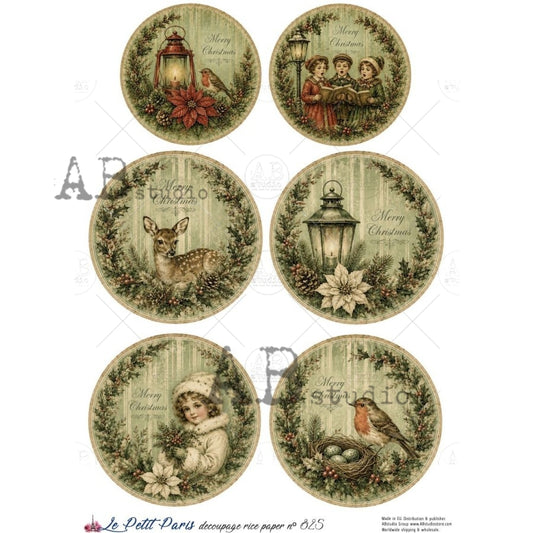 AB Studios -  #825 6 Christmas Images A4 Rice Paper