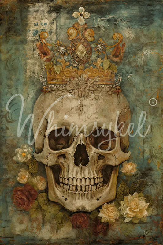 Whimsykel Designs : Decoupage Paper : Skull Queen 21x29