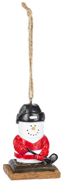 Smores Hockey Snowman Resin Ornament