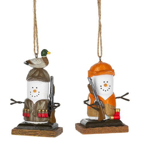 Smore Resin Duck Hunting Snowman Ornament