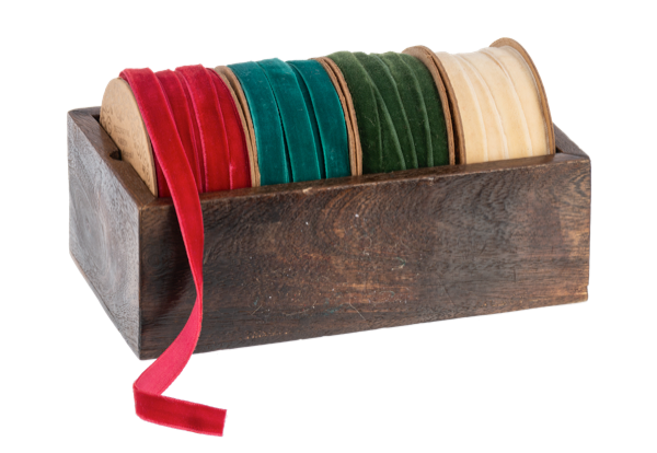 Woven Ribbon Spool 4pc in Wood Box