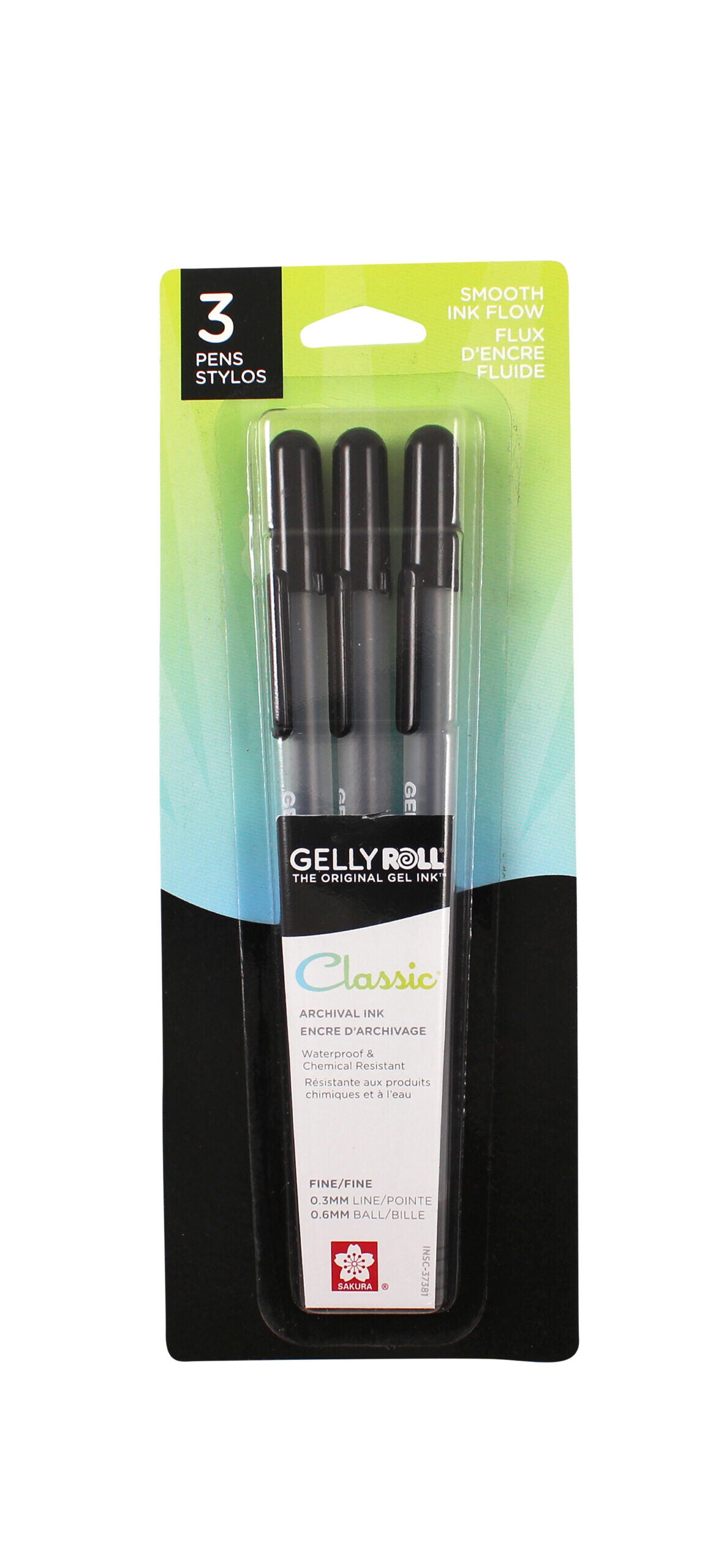 Gelly Roll : Classic Black Pens .6mm 3 Pcs