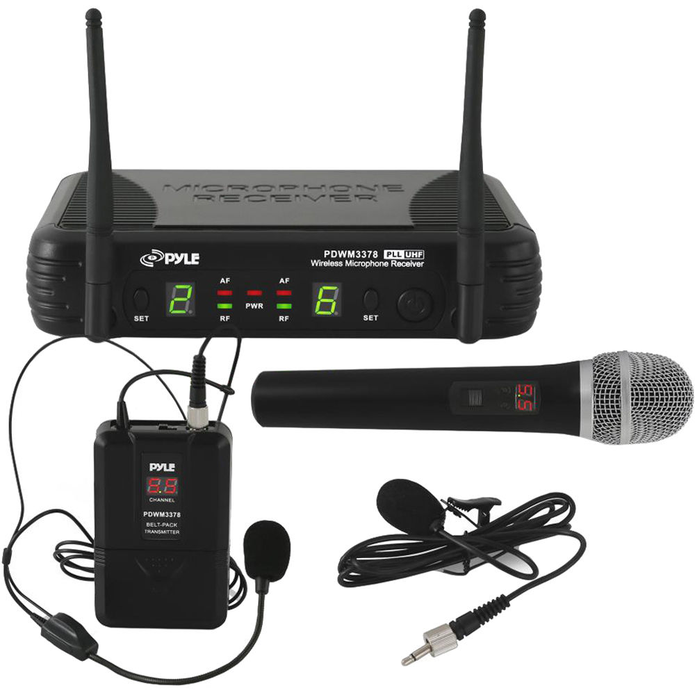 Pyle PDWM 3378 Wireless Headset / Lapel Microphone Set