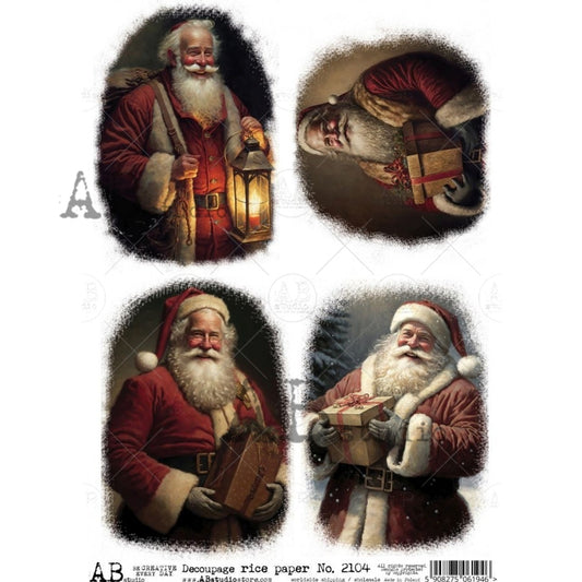 AB Studios : 4 Santa's Rice Paper A4