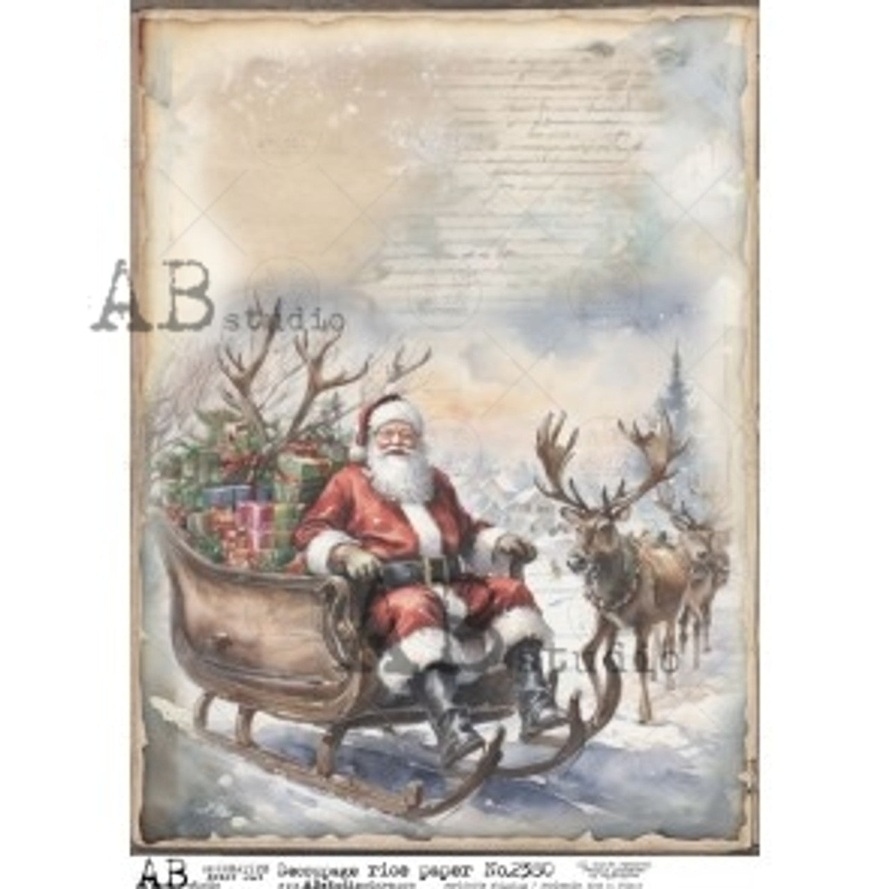 AB Studios : Santa in His Sleigh A4 Rice Paper