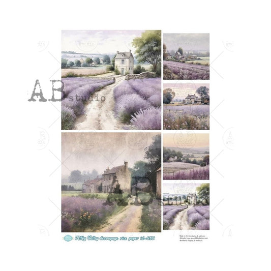 AB Studios - Lavender Farmhouse 6 Scenes A4 Rice Paper