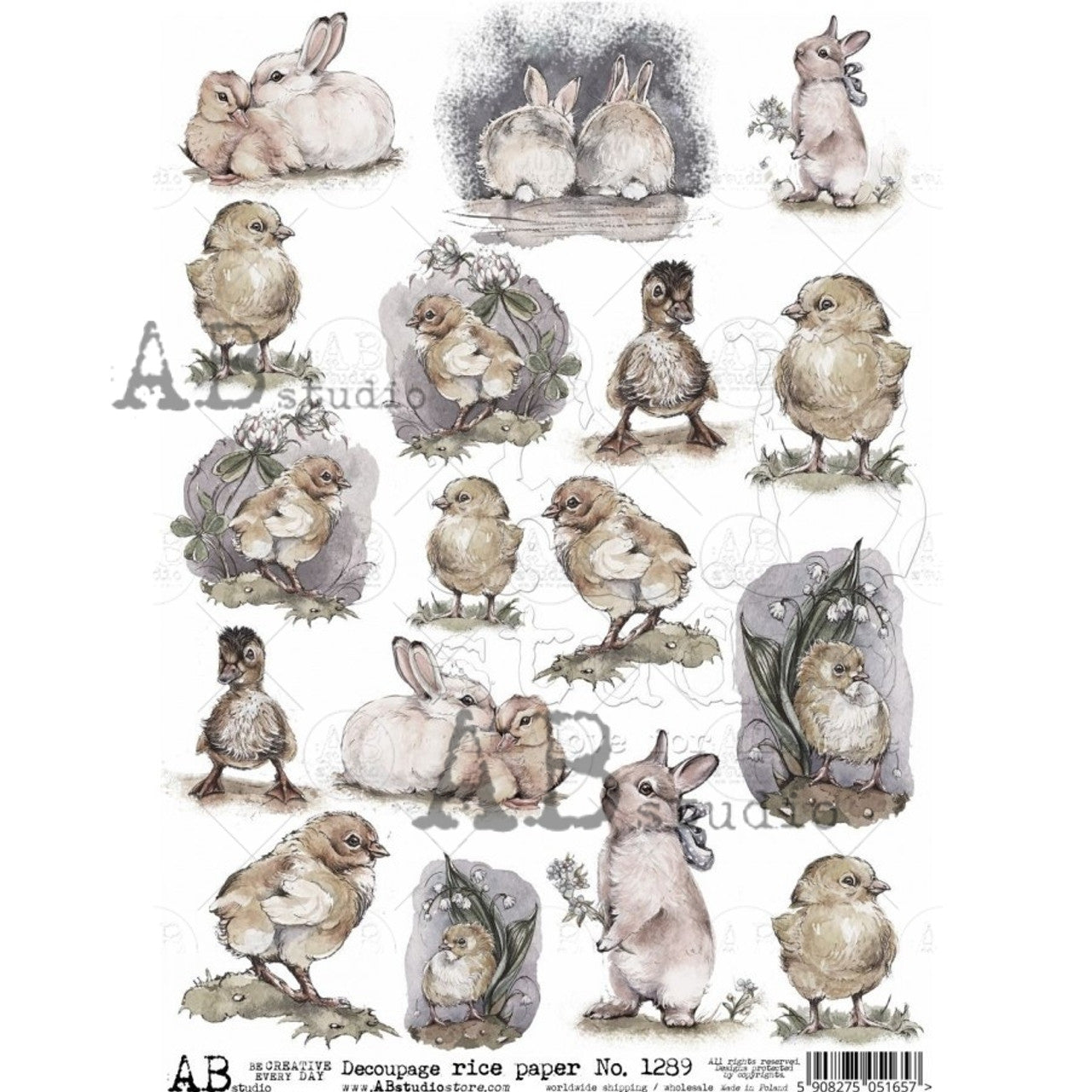 AB Studios A4 Rice Paper Easter Watercolor Singles