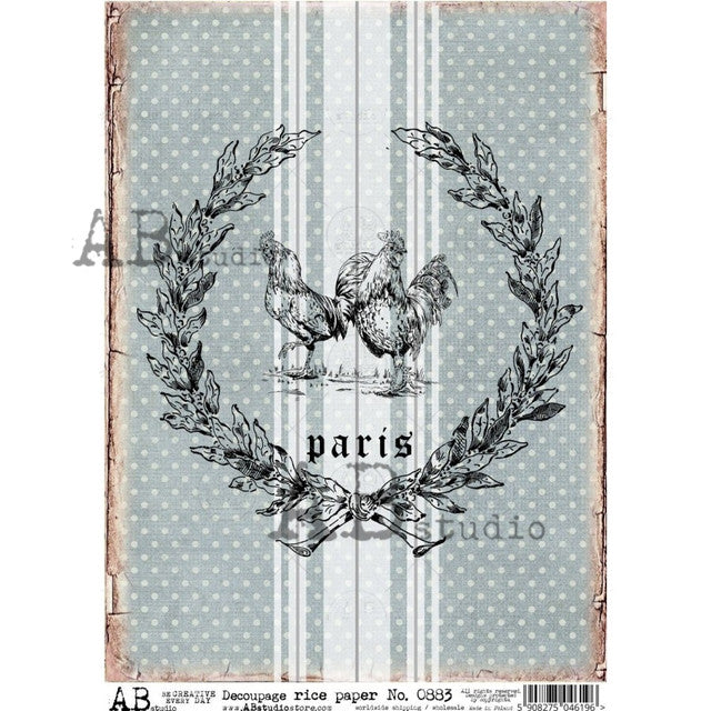 AB Studio : Farmhouse Paris Chicken Grain Sack Rice Paper A4