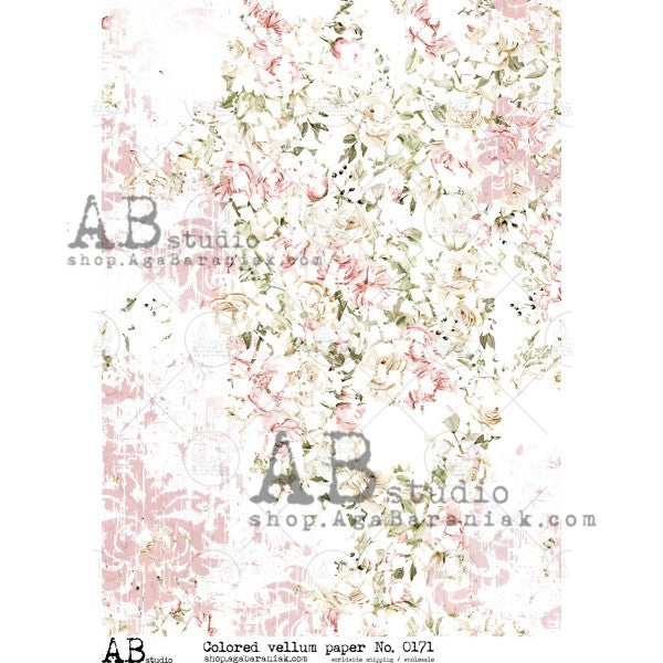 AB Studios - Soft Floral Grunge A4 Vellum Paper