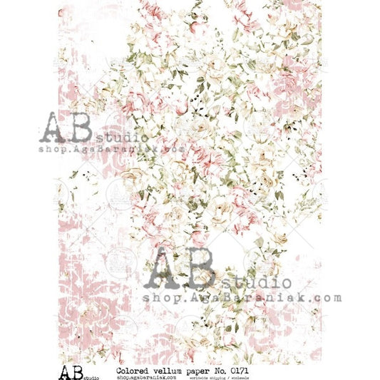 AB Studios - Soft Floral Grunge A4 Vellum Paper